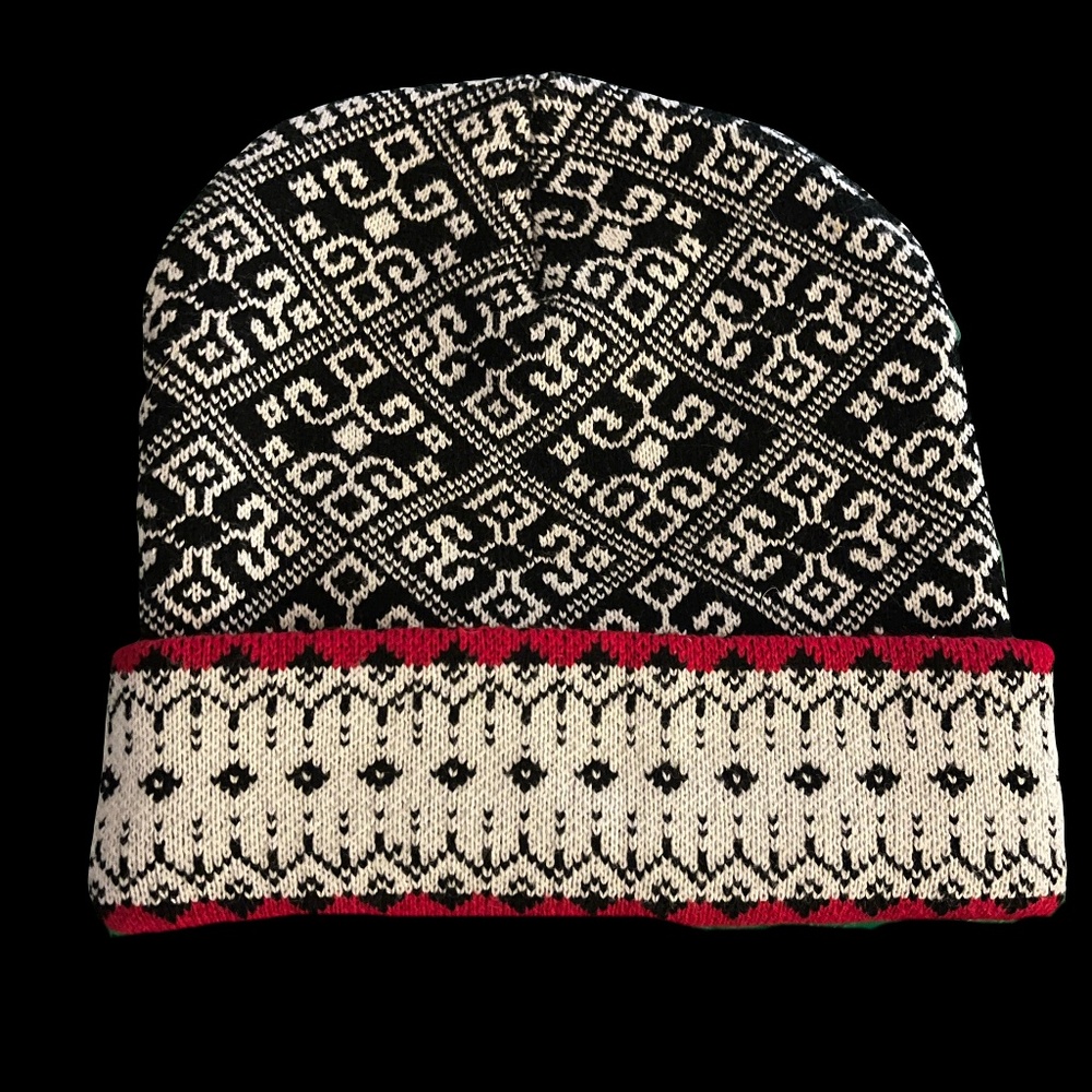 Vermont Originals 100% Acrilic Ski Hat VT USA Made / Blck/White/Red